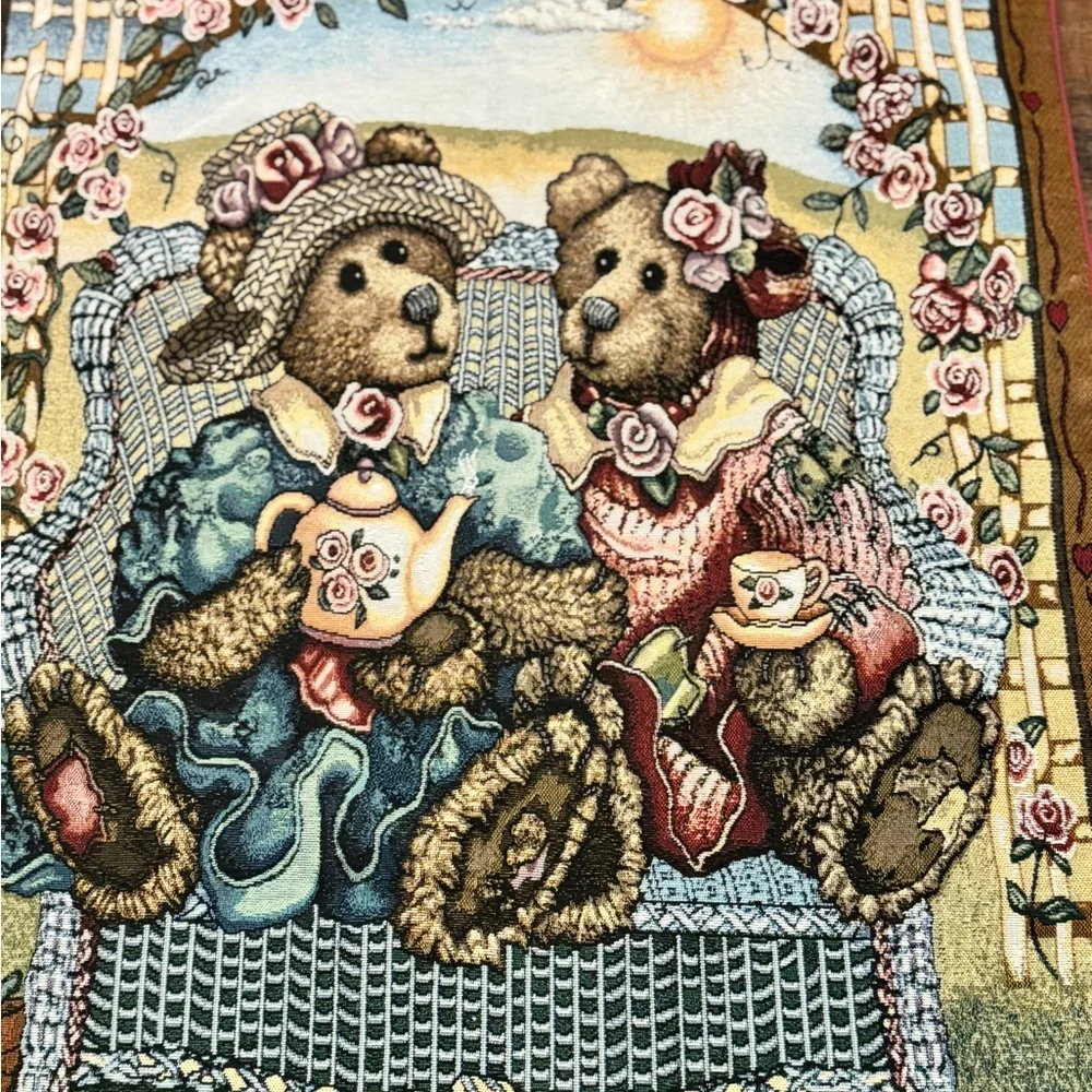 Boyd’s Bears & Friends AFTERNOON TEA Wall Hanging Tapestry Retired Vintage 38x26